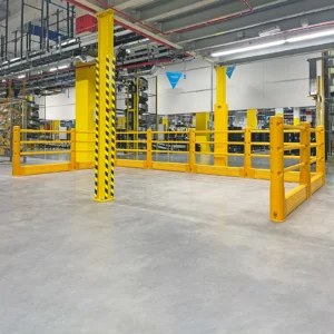 safestop pedestrian barrier with-ground-barrier-in-use