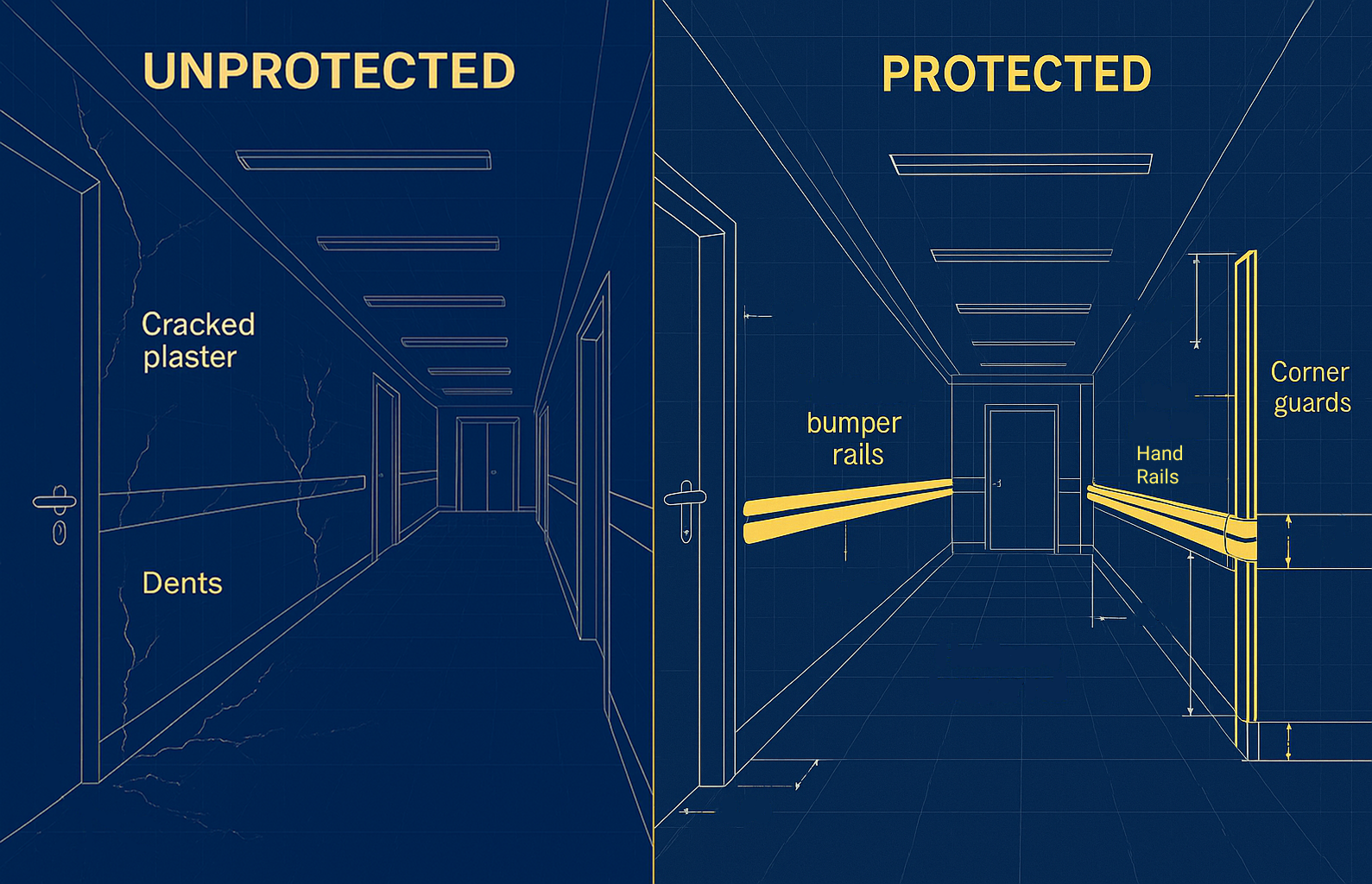 Unprotected vs Protected walls 