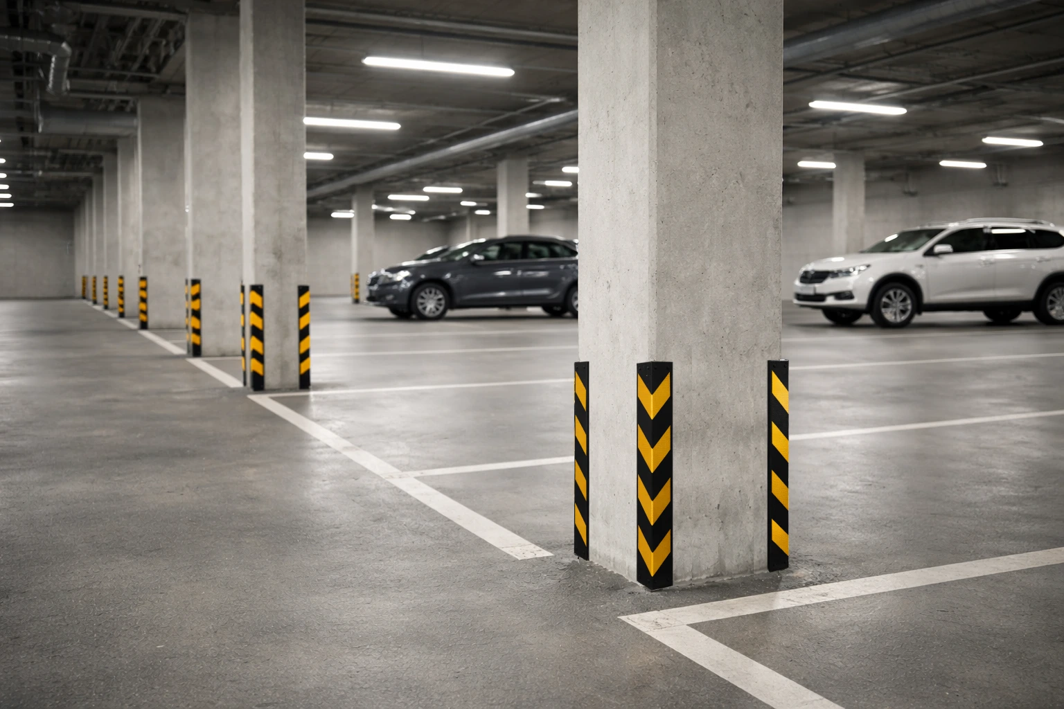 rubber corner guards on the car parking