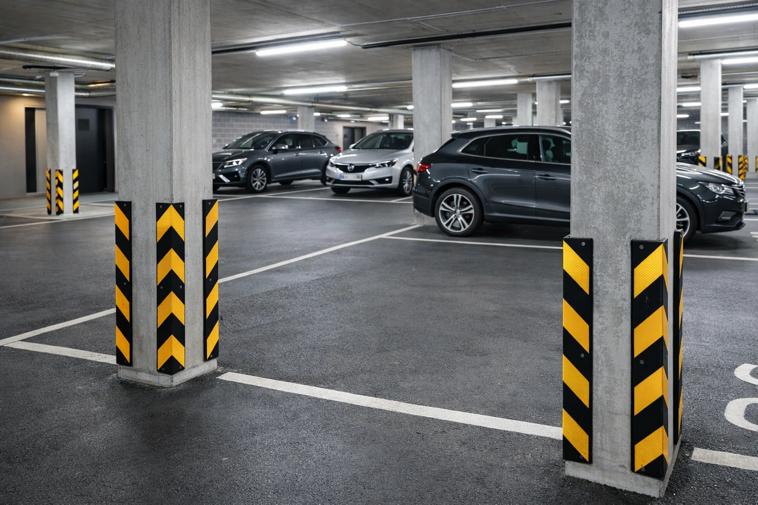 rubber corner guards on the car parking