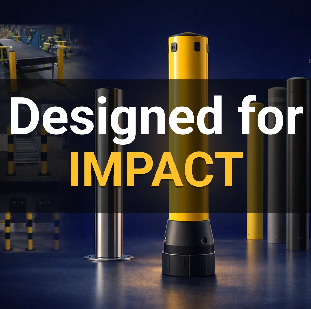 Range of SVL's industrial and stainless steel safety bollards designed for impact protection in Irish warehouse and commercial environments